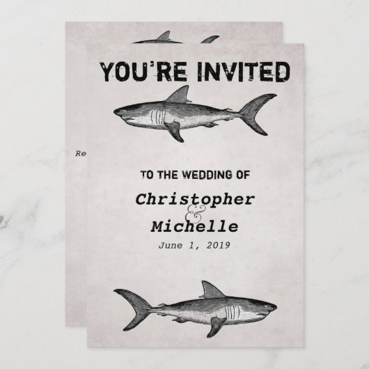 haai oceaan bruiloft uitnodigingen (Voorkant / Achterkant)