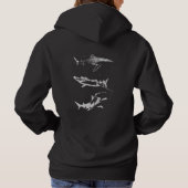 Haai Oceaan Dier Terug Ontwerp Grunge Esthetisch Hoodie (Achterkant)