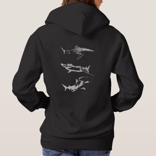 Haai Oceaan Dier Terug Ontwerp Grunge Esthetisch Hoodie (Achterkant)