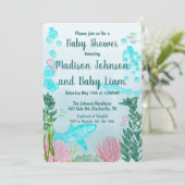 Haai, Oceaan, Zee Life Baby shower Uitnodiging (Staand voorkant)