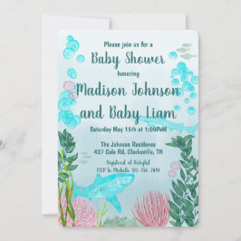 Haai, Oceaan, Zee Life Baby shower Uitnodiging