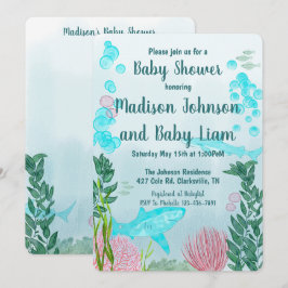 Haai, Oceaan, Zee Life Baby shower Uitnodiging