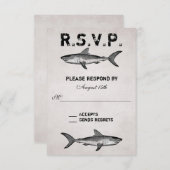 haai ~ Ocean Beach bruiloft RSVP (Voorkant / Achterkant)