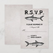 haai ~ Ocean Beach bruiloft RSVP Kaartje (Voorkant / Achterkant)