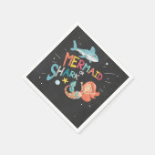 Haai of Zeemeermin Verjaardag Papier Servetten Poo (Hoek)