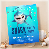 haai onder het Zee birthday budget invitation