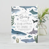 Haai onder het Zee Ocean Animals Baby shower Kaart (Staand voorkant)