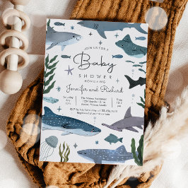 Haai onder het Zee Ocean Animals Baby shower Kaart