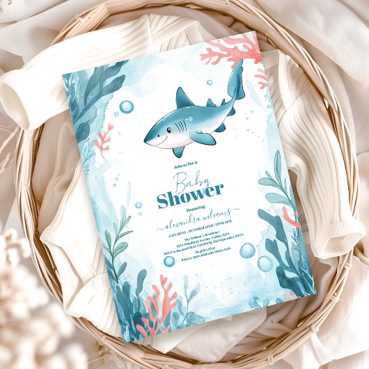 Haai onder het Zee Ocean Animals Baby shower Kaart