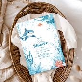 Haai onder het Zee Ocean Animals Baby shower Kaart