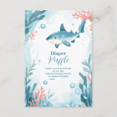 Haai onder het Zee Ocean Animals Diapper Raffle Informatiekaartje (Voorkant)