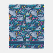 Haai onder het Zee Schattige gepersonaliseerd patr Fleece Deken (Voorkant)