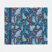 Haai onder het Zee Schattige gepersonaliseerd patr Fleece Deken (Voorkant (Horizontaal))