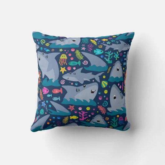 Haai onder het Zee Schattige gepersonaliseerd patr Kussen (Achterkant)