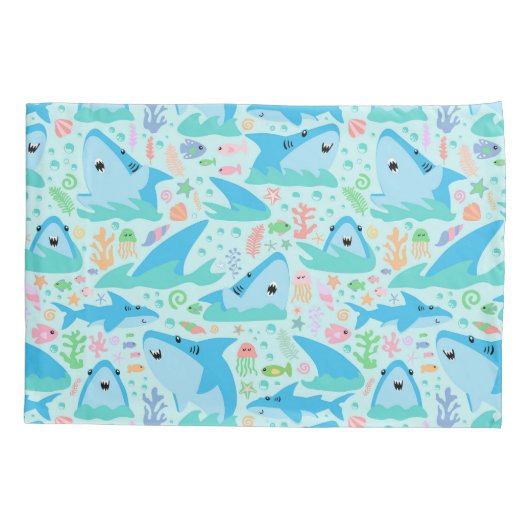Haai onder het Zee Schattige gepersonaliseerd patr Kussensloop (Achterkant)