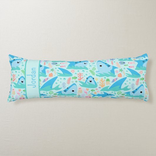 Haai onder het Zee Schattige gepersonaliseerd patr Lichaamskussen (Voorkant)