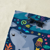 Haai onder het Zee Schattige gepersonaliseerd patr Strandlaken (In situ)