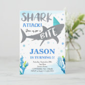 haai onder het Zee verjaardagsuitnodiging Kaart (Staand voorkant)