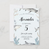 Haai onder het Zee Verjaardagsuitnodiging Kinder Kaart (Voorkant)