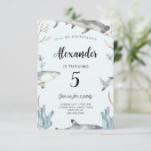 Haai onder het Zee Verjaardagsuitnodiging Kinder Kaart (Staand voorkant)