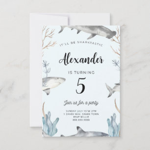 Haai onder het Zee Verjaardagsuitnodiging Kinder Kaart