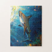 haai onder water met kwallen legpuzzel (Verticaal)