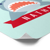 Haai Onderwater Blauwe Jongens Kamer Babykamer Kun Poster (Hoek)