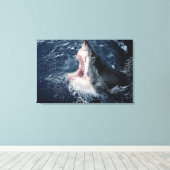 Haai opent mond van bovenaf canvas afdruk (Insitu (Houten vloer))