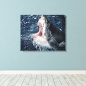 Haai opent mond van bovenaf canvas afdruk (Insitu (Houten vloer))