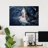 Haai opent mond van bovenaf poster (Thuiskantoor)
