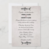  haai paar bestemming strand bruiloft kaart (Achterkant)