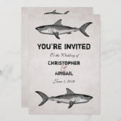  haai paar bestemming strand bruiloft kaart (Voorkant / Achterkant)