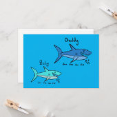 Haai Papa & Baby Haai Blauwe Vaderdag Kaart (Voorkant / Achterkant in situ)