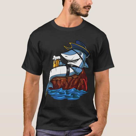 Haai Piraat Bier Feest T-shirt (Voorkant)
