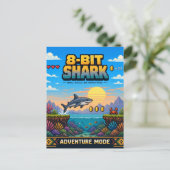 Haai, Retro 8-Bit Pixelkunst Briefkaart (Staand voorkant)