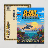 Haai, Retro 8-Bit Pixelkunst Briefkaart (Voorkant / Achterkant)