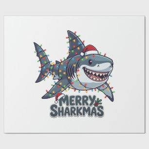 Haai Santa Hoed Kerstverlichting Prettig Haai-Kers Cadeaupapier