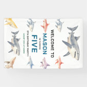 Haai Splash 5e verjaardag | Schattige oceaankinder Spandoek (Horizontaal)