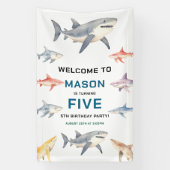 Haai Splash 5e verjaardag | Schattige oceaankinder Spandoek (Verticaal)