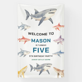 Haai Splash 5e verjaardag | Schattige oceaankinder Spandoek