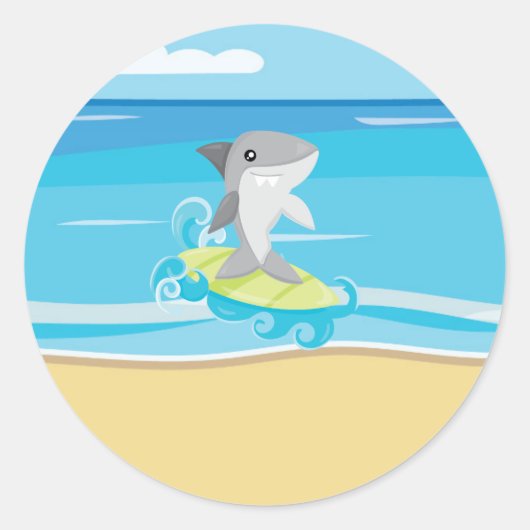 Haai Stickers, Zomer Classic Ronde Sticker (Voorkant)