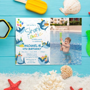 haai-tastic alle leeftijden foto verjaardagsfeestj kaart