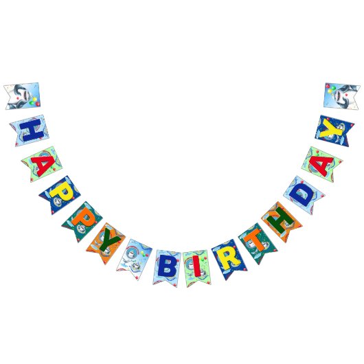 haai thema kids verjaardagsfeestje bunting vlaggen vlaggetjes (Alle)