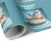 Haai thema verjaardagstaart cadeaupapier (Rol Hoek)