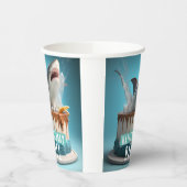 Haai thema verjaardagstaart papieren bekers (Links)