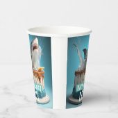 Haai thema verjaardagstaart papieren bekers (Rechts)