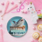 Haai thema verjaardagstaart papieren bordje (Feest)
