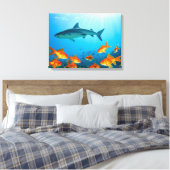 Haai tussen goudvissen canvas afdruk (Insitu (Slaapkamer))