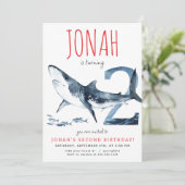 haai tweede verjaardag uitnodiging (Staand voorkant)