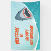 Haai Verjaardag Banner Zwembad party boy Ocean Spl (Verticaal)